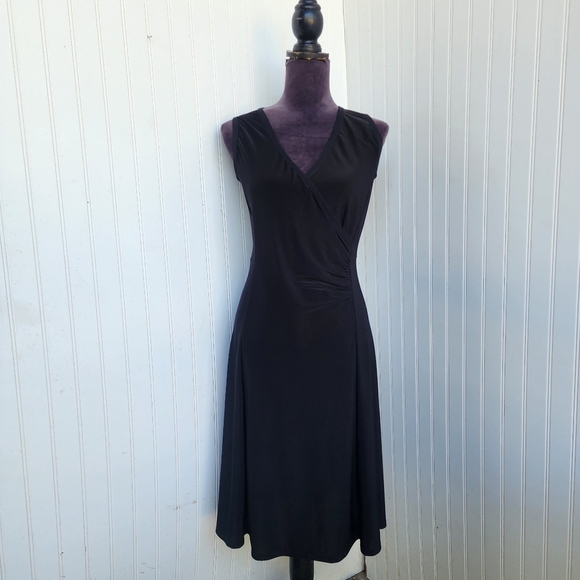 Alexandra Lin Wrap V-Neck Sheath Dress Womens Sleeveless Stretch A-line Sz S - Picture 1 of 11